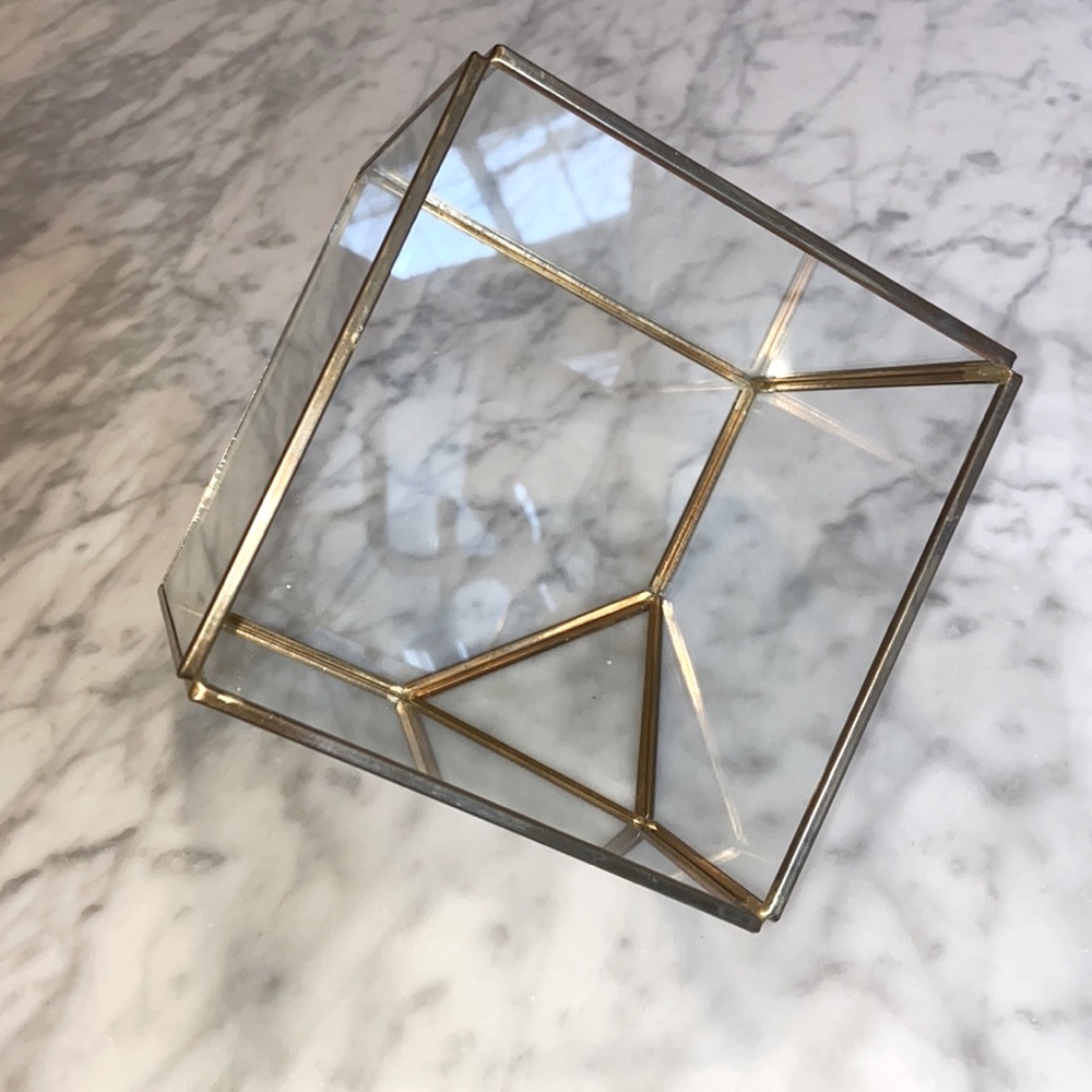 Brass angled glass terrarium cube